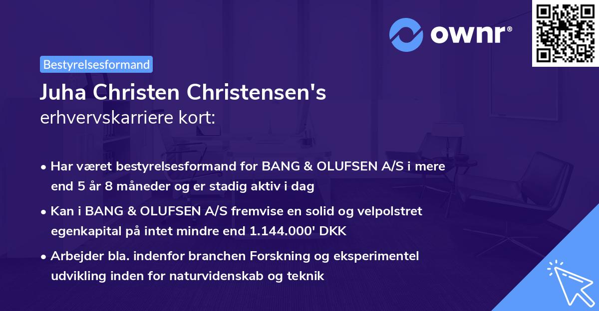 Juha Christen Christensen's erhvervskarriere kort