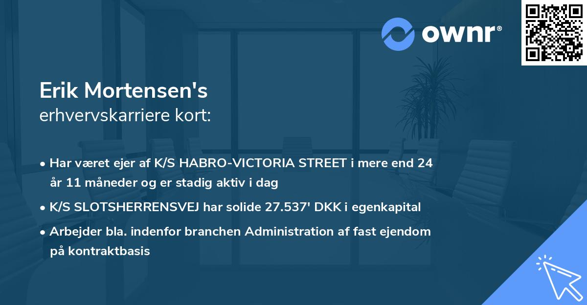Erik Mortensen's erhvervskarriere kort
