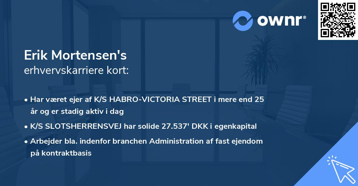 Erik Mortensen's erhvervskarriere kort