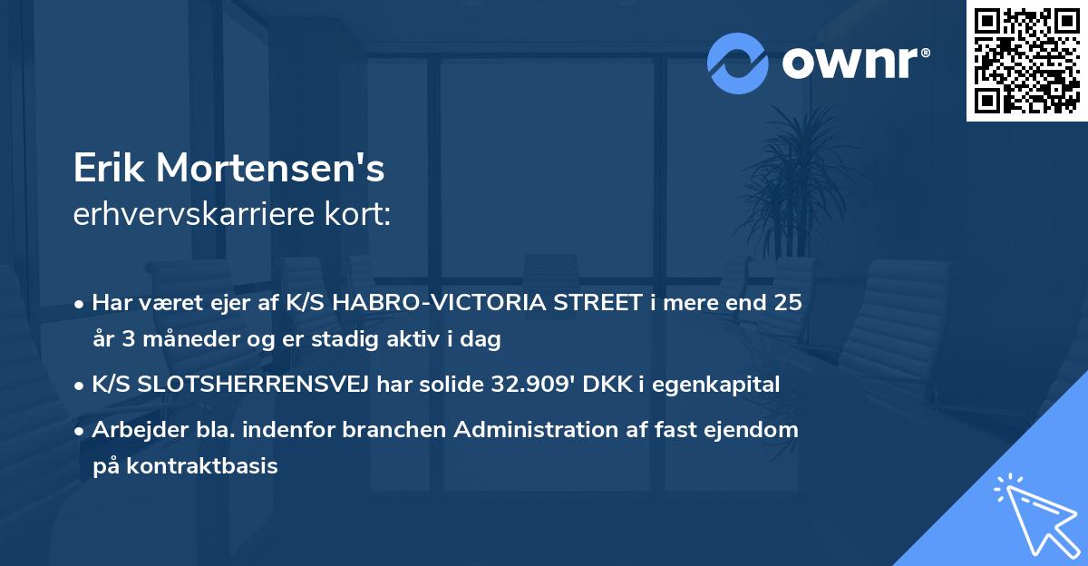 Erik Mortensen's erhvervskarriere kort