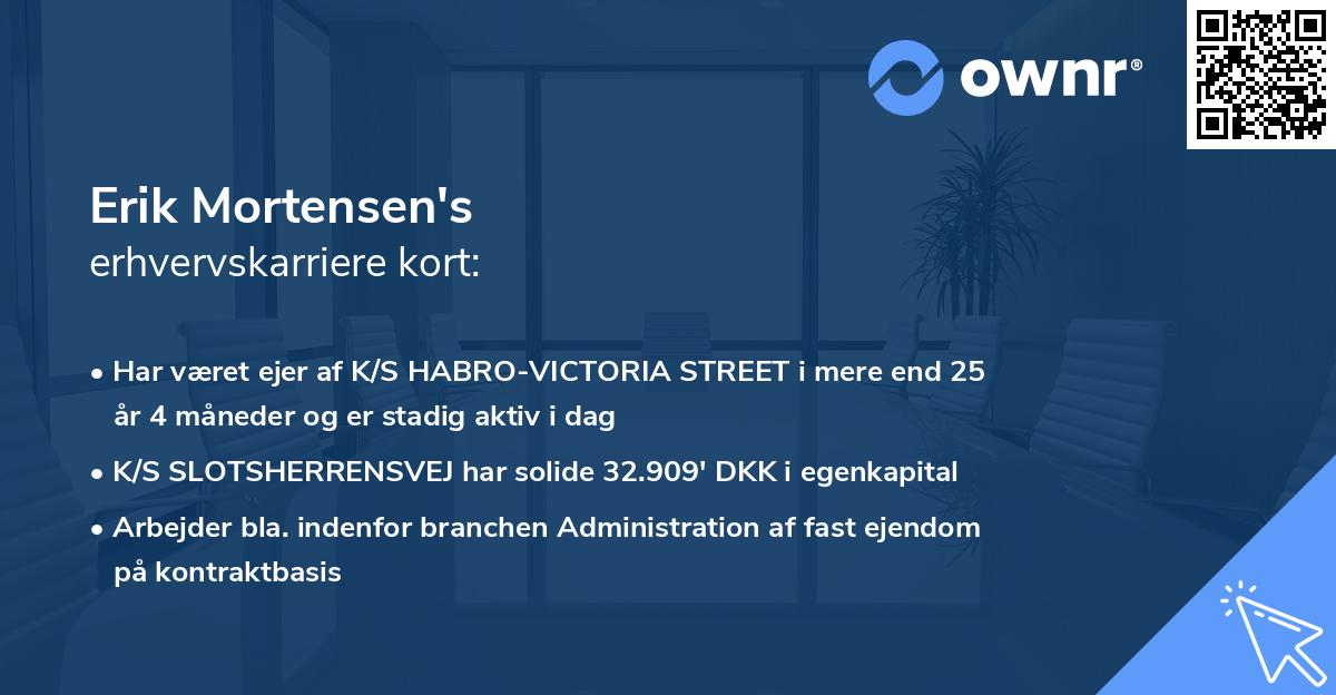 Erik Mortensen's erhvervskarriere kort