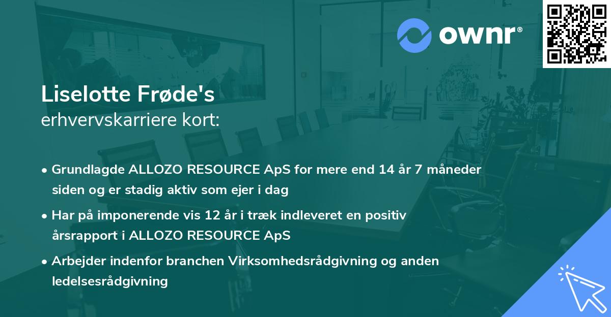 Liselotte Frøde's erhvervskarriere kort