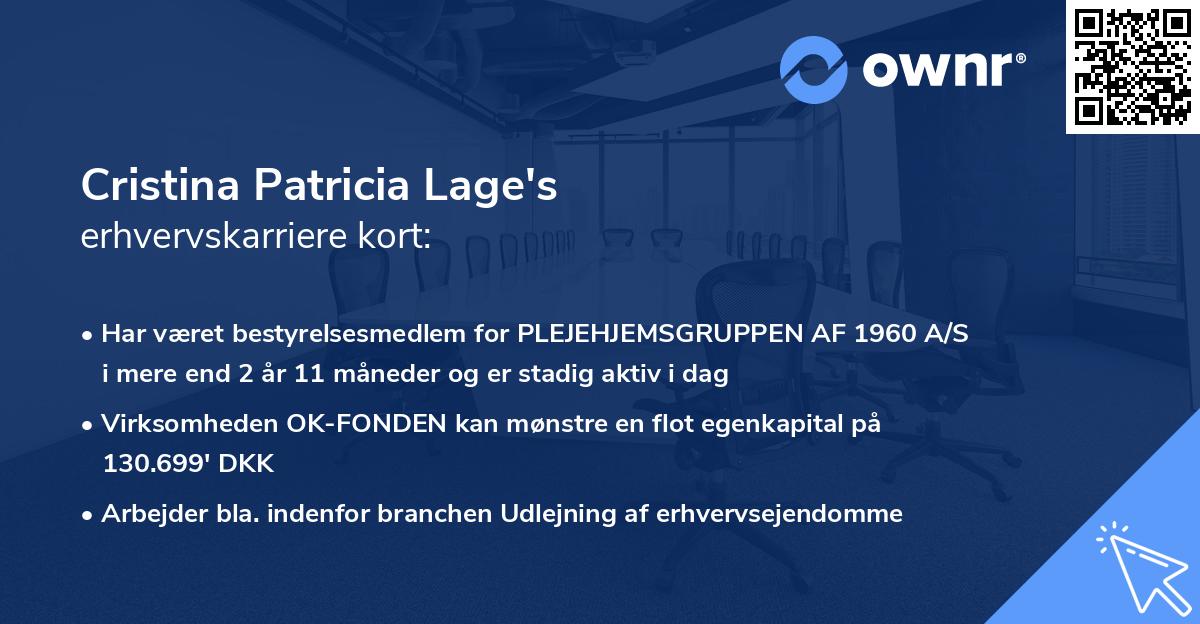 Cristina Patricia Lage's erhvervskarriere kort