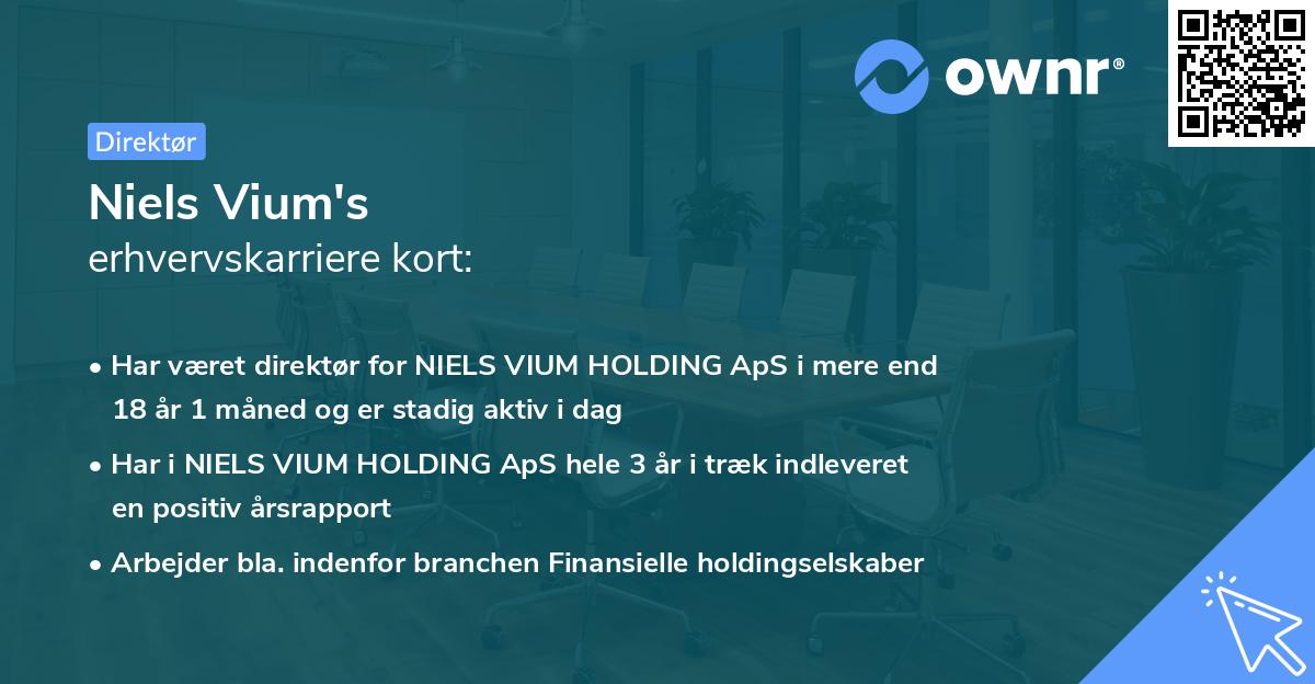 Niels Vium's erhvervskarriere kort