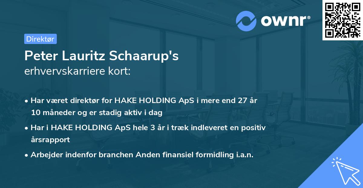 Peter Lauritz Schaarup's erhvervskarriere kort