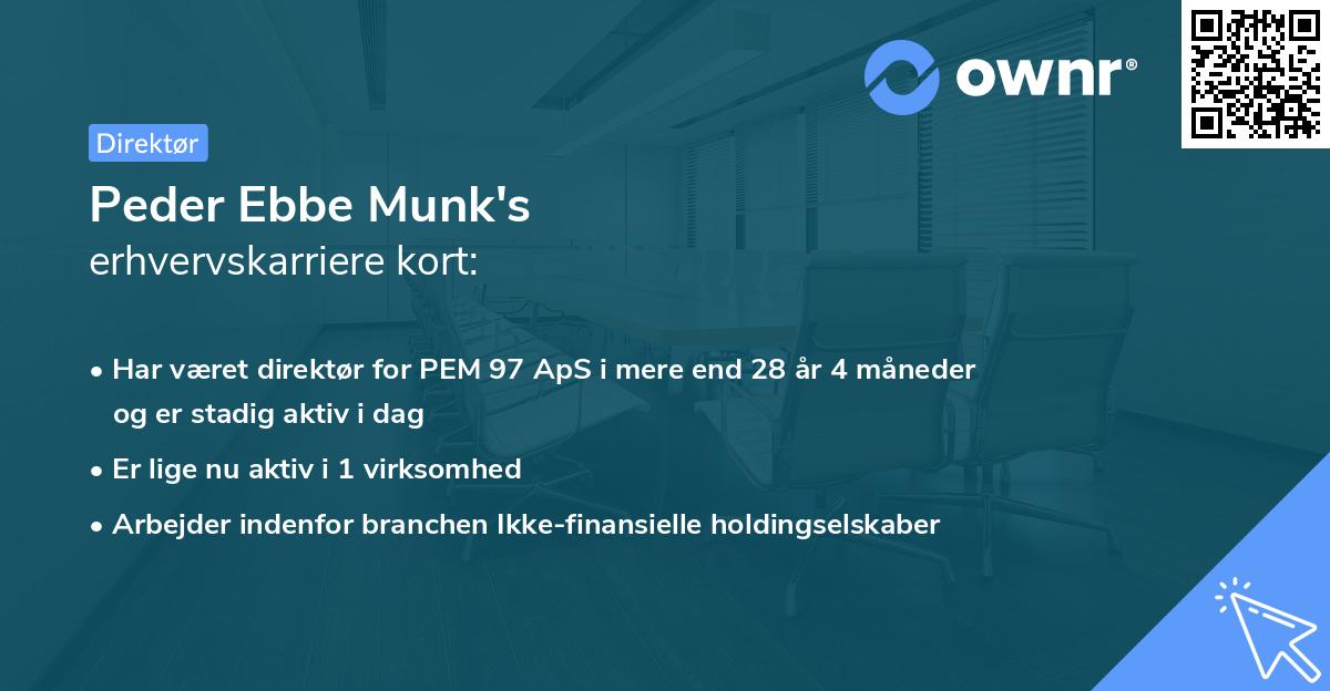 Peder Ebbe Munk's erhvervskarriere kort