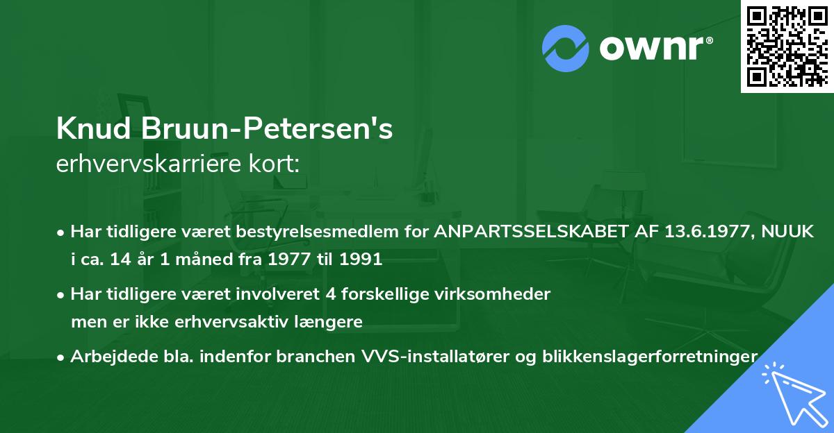 Knud Bruun-Petersen's erhvervskarriere kort
