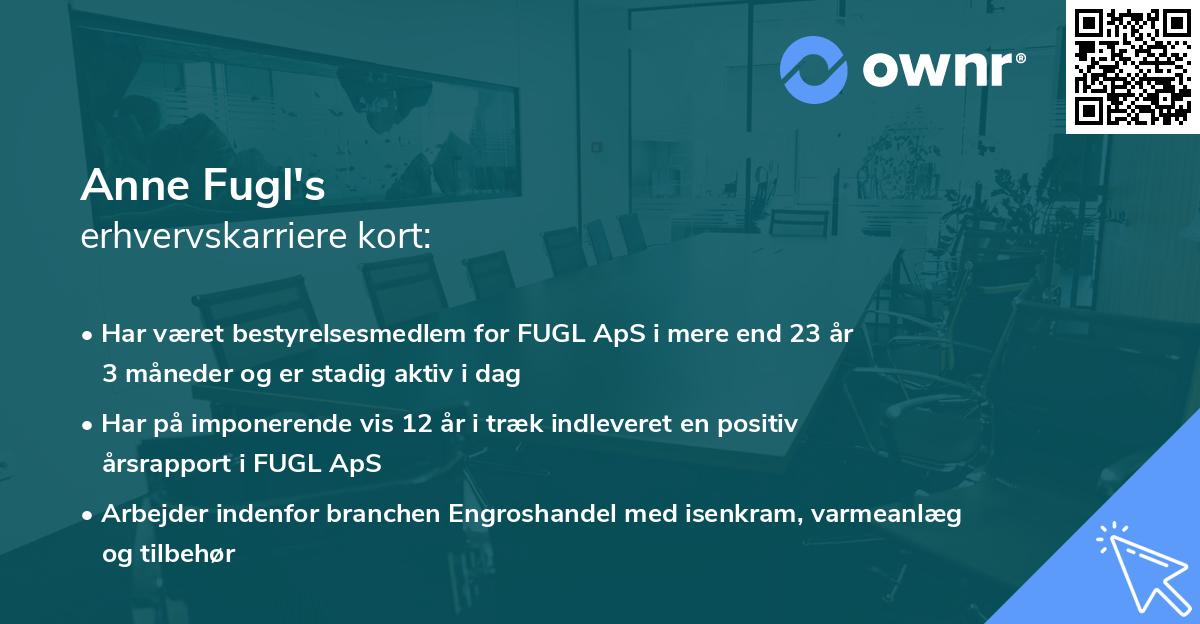 Anne Fugl's erhvervskarriere kort