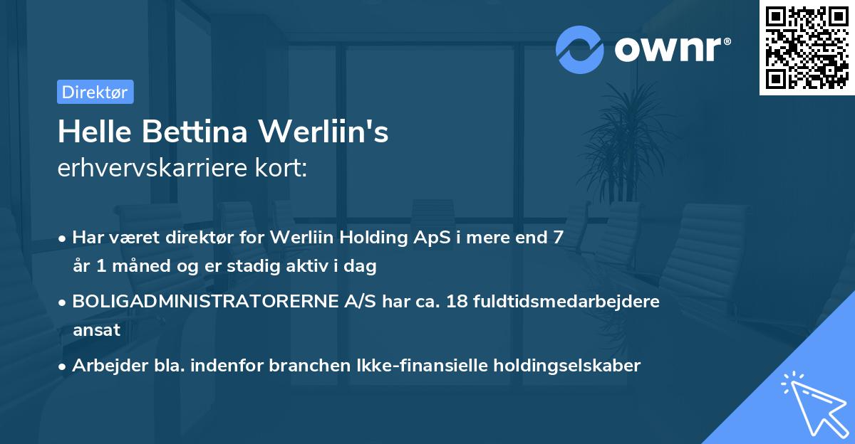 Helle Bettina Werliin's erhvervskarriere kort
