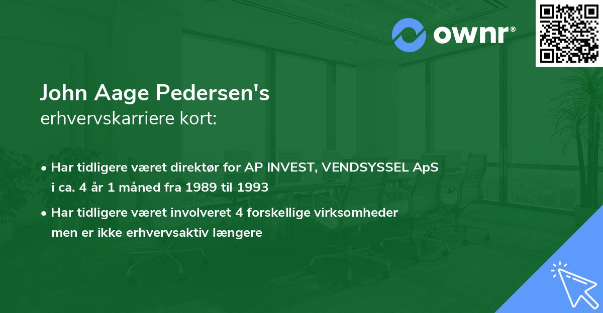 John Aage Pedersen's erhvervskarriere kort