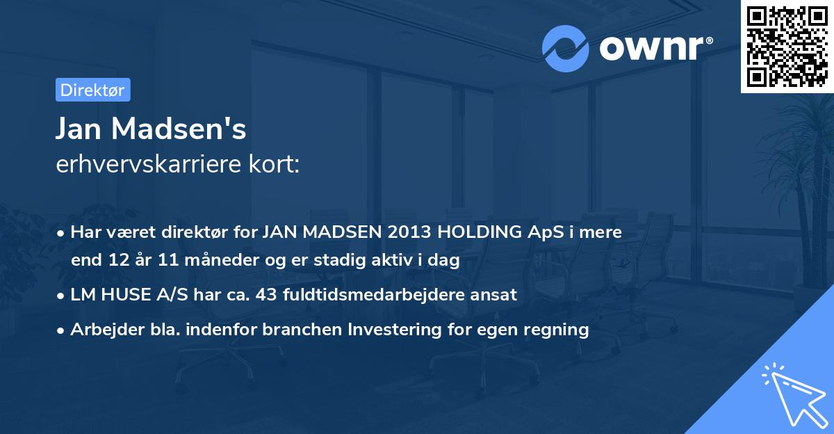 Jan Madsen's erhvervskarriere kort