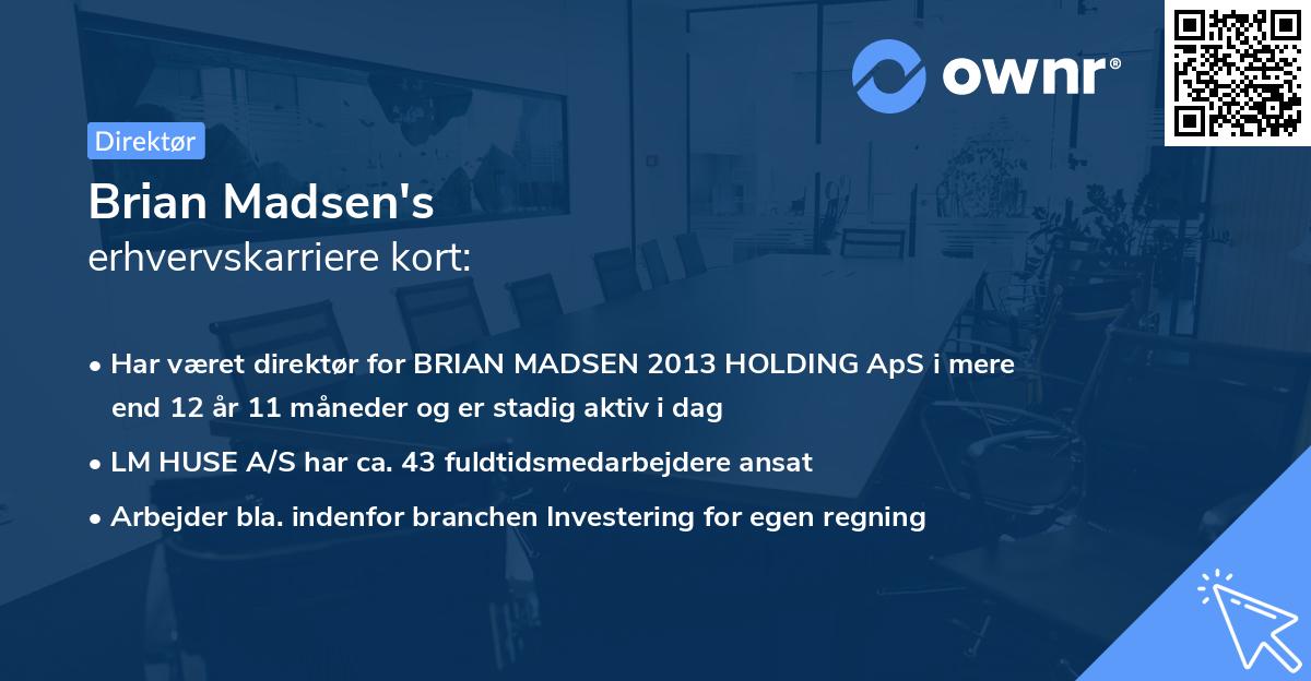 Brian Madsen's erhvervskarriere kort