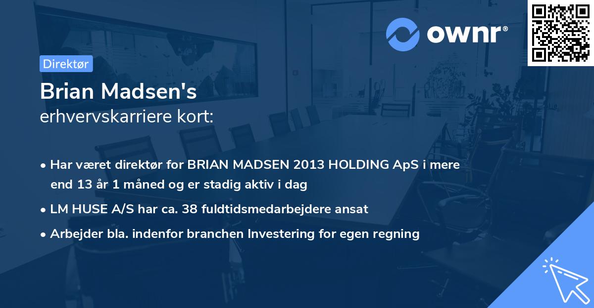 Brian Madsen's erhvervskarriere kort