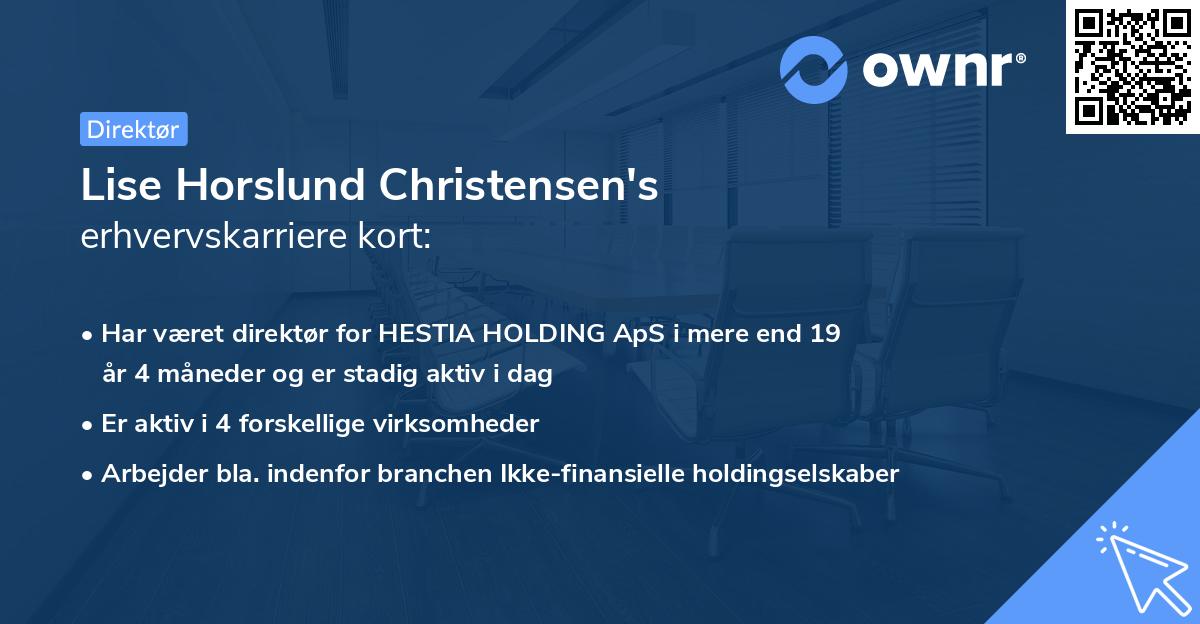 Lise Horslund Christensen's erhvervskarriere kort