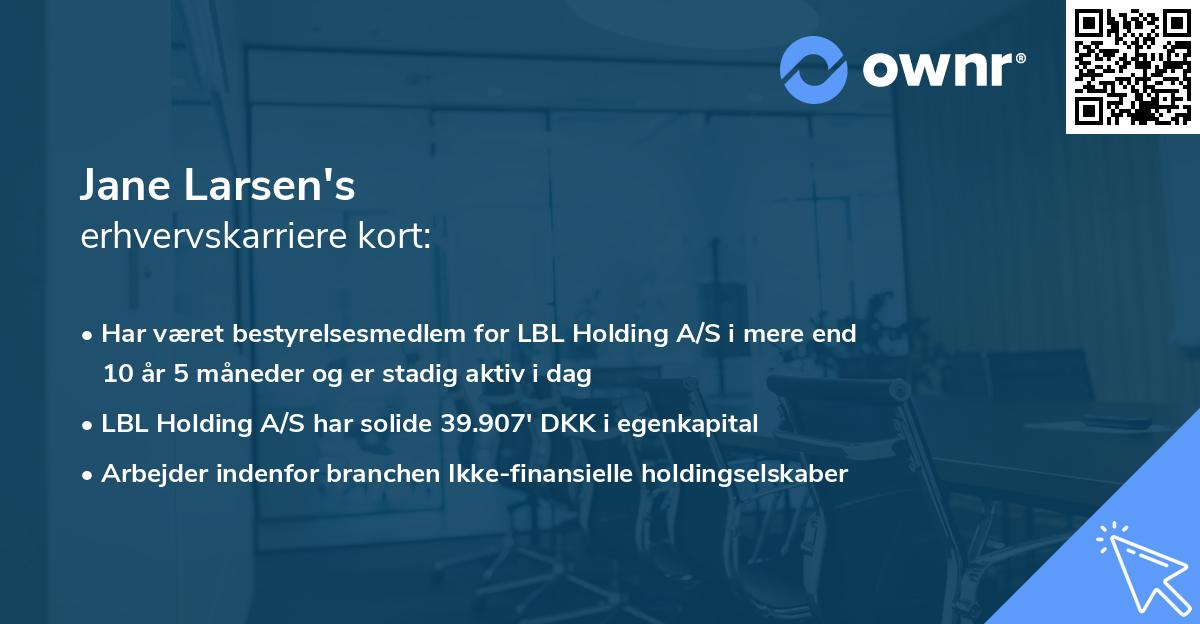 Jane Larsen's erhvervskarriere kort