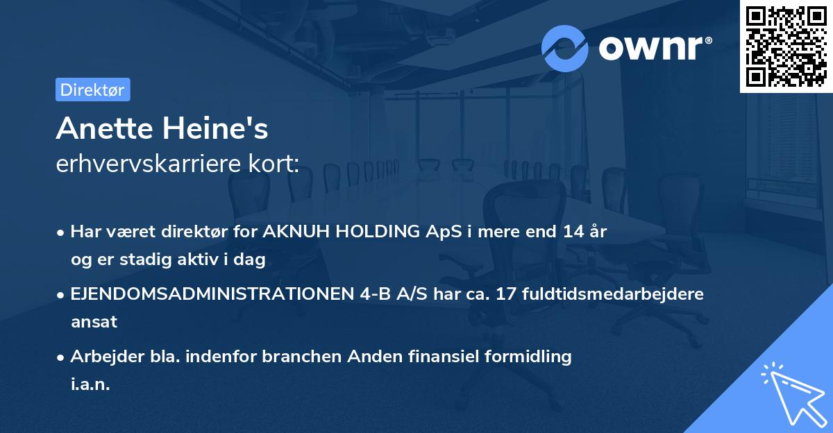 Anette Heine's erhvervskarriere kort