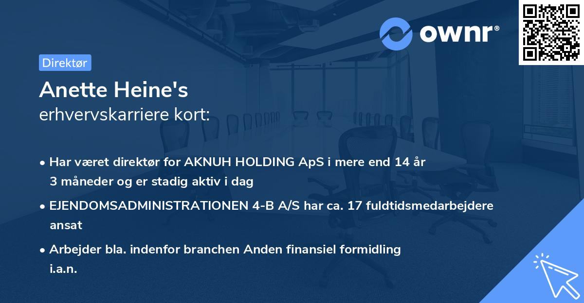 Anette Heine's erhvervskarriere kort