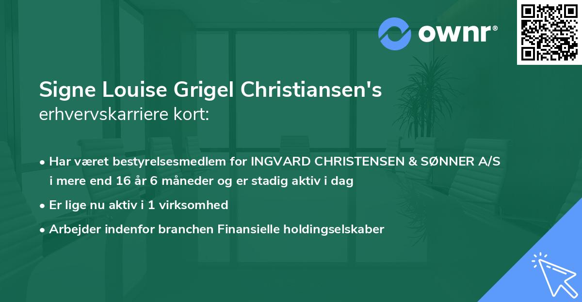 Signe Louise Grigel Christiansen's erhvervskarriere kort