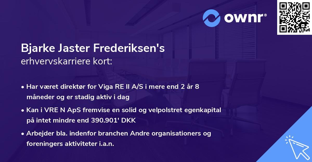 Bjarke Jaster Frederiksen's erhvervskarriere kort
