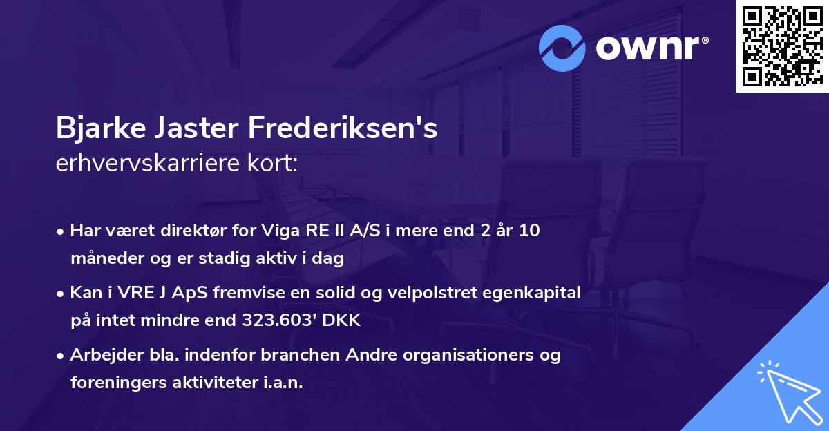 Bjarke Jaster Frederiksen's erhvervskarriere kort