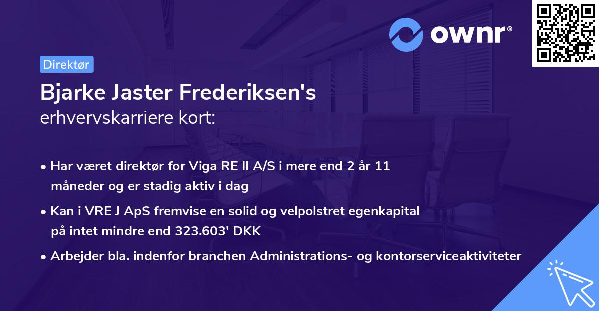 Bjarke Jaster Frederiksen's erhvervskarriere kort