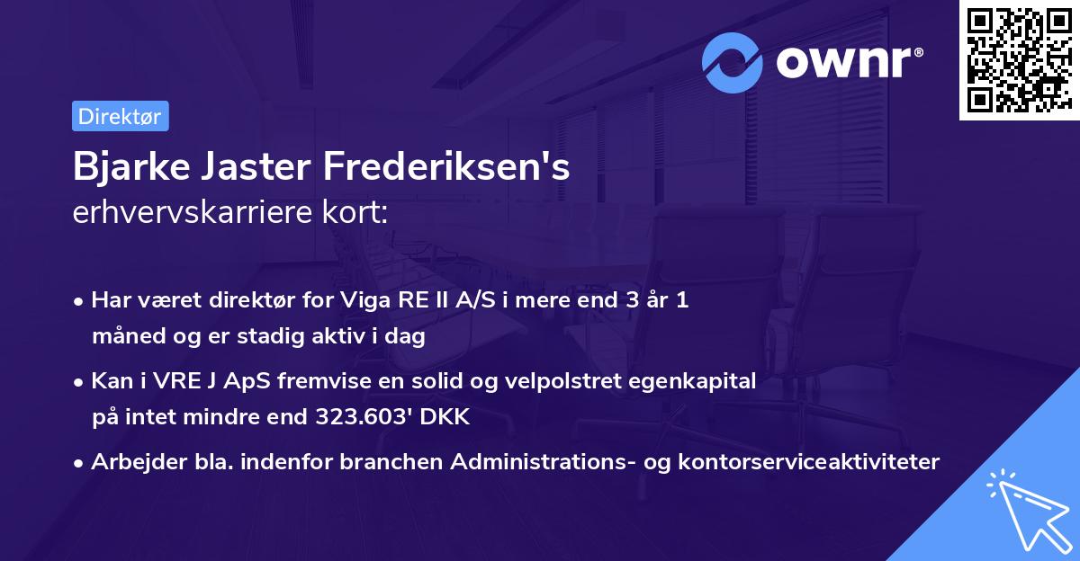 Bjarke Jaster Frederiksen's erhvervskarriere kort