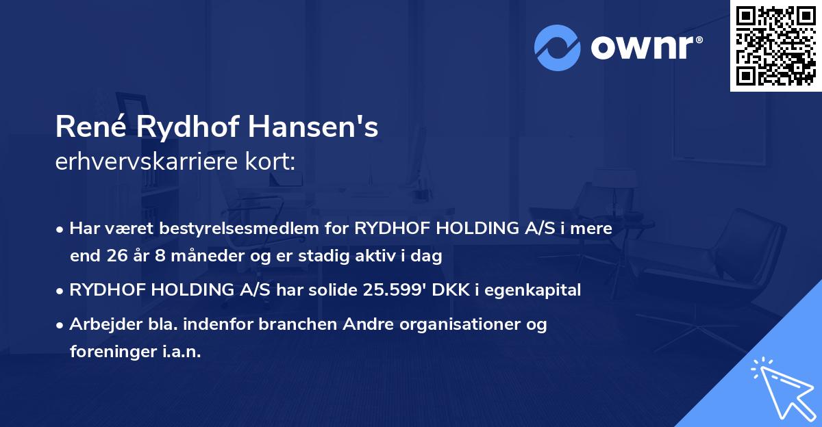 René Rydhof Hansen's erhvervskarriere kort