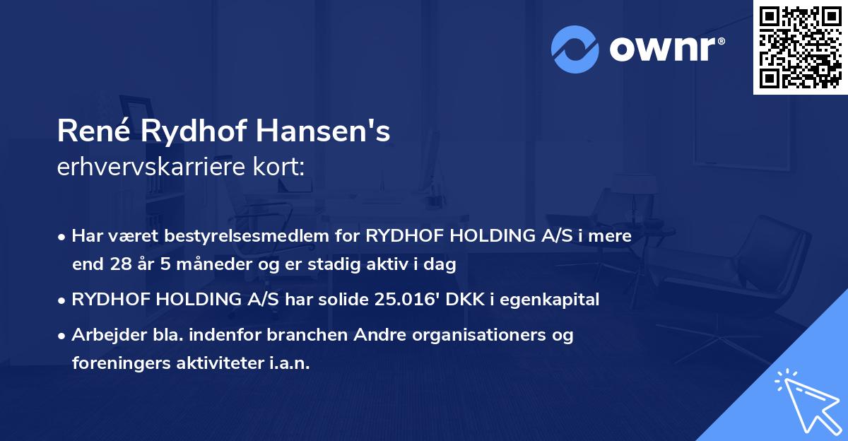 René Rydhof Hansen's erhvervskarriere kort