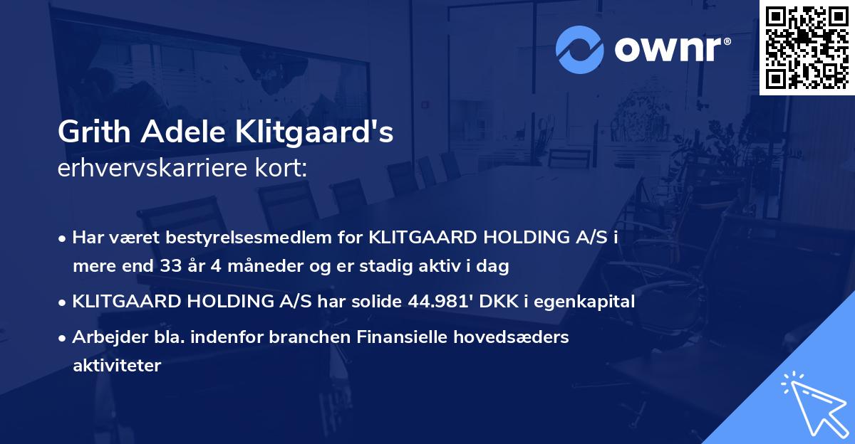 Grith Adele Klitgaard's erhvervskarriere kort