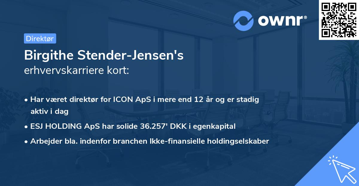 Birgithe Stender-Jensen's erhvervskarriere kort