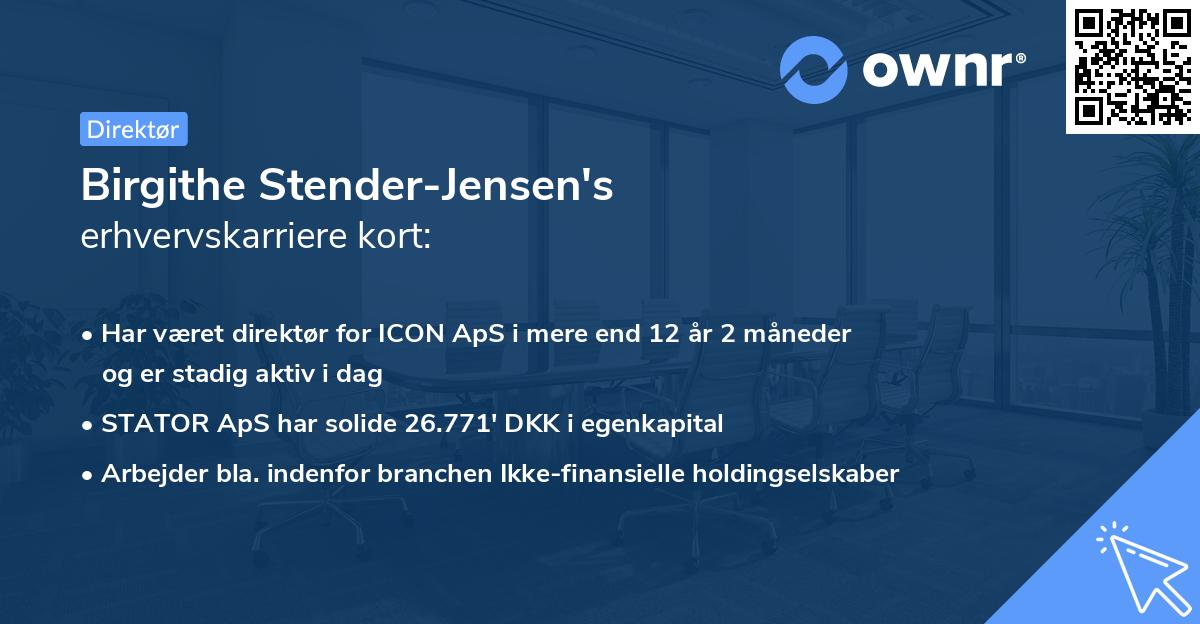 Birgithe Stender-Jensen's erhvervskarriere kort