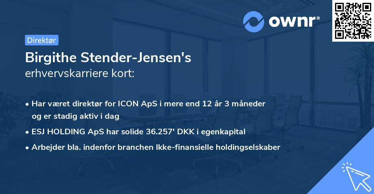Birgithe Stender-Jensen's erhvervskarriere kort