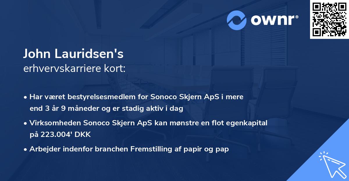 John Lauridsen's erhvervskarriere kort