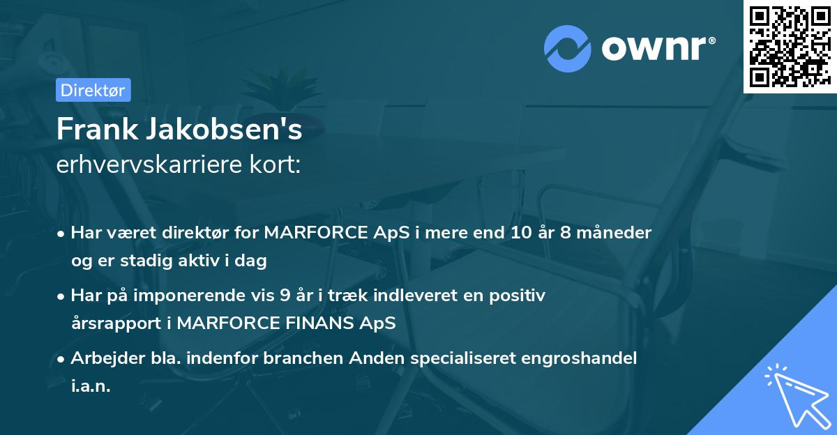 Frank Jakobsen's erhvervskarriere kort