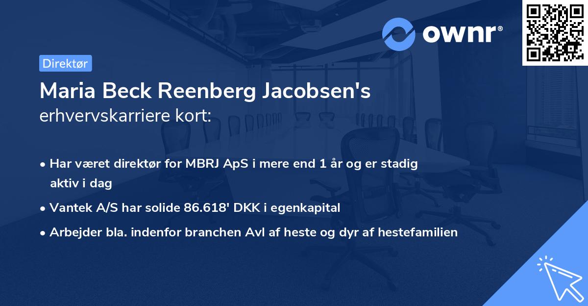 Maria Beck Reenberg Jacobsen's erhvervskarriere kort