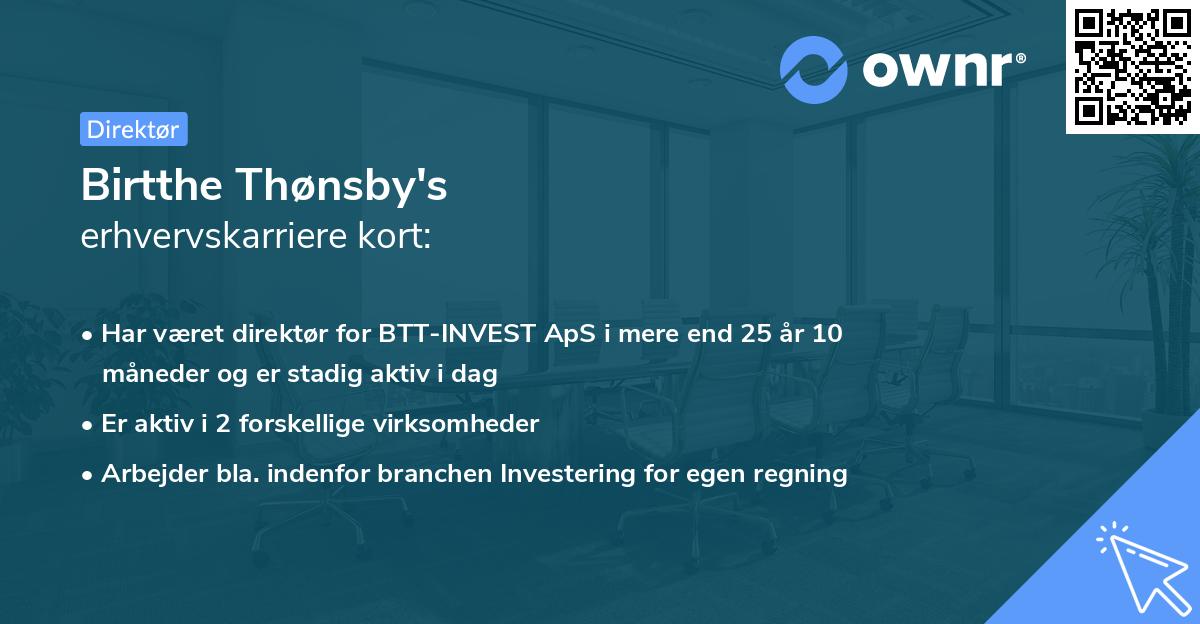 Birtthe Thønsby's erhvervskarriere kort