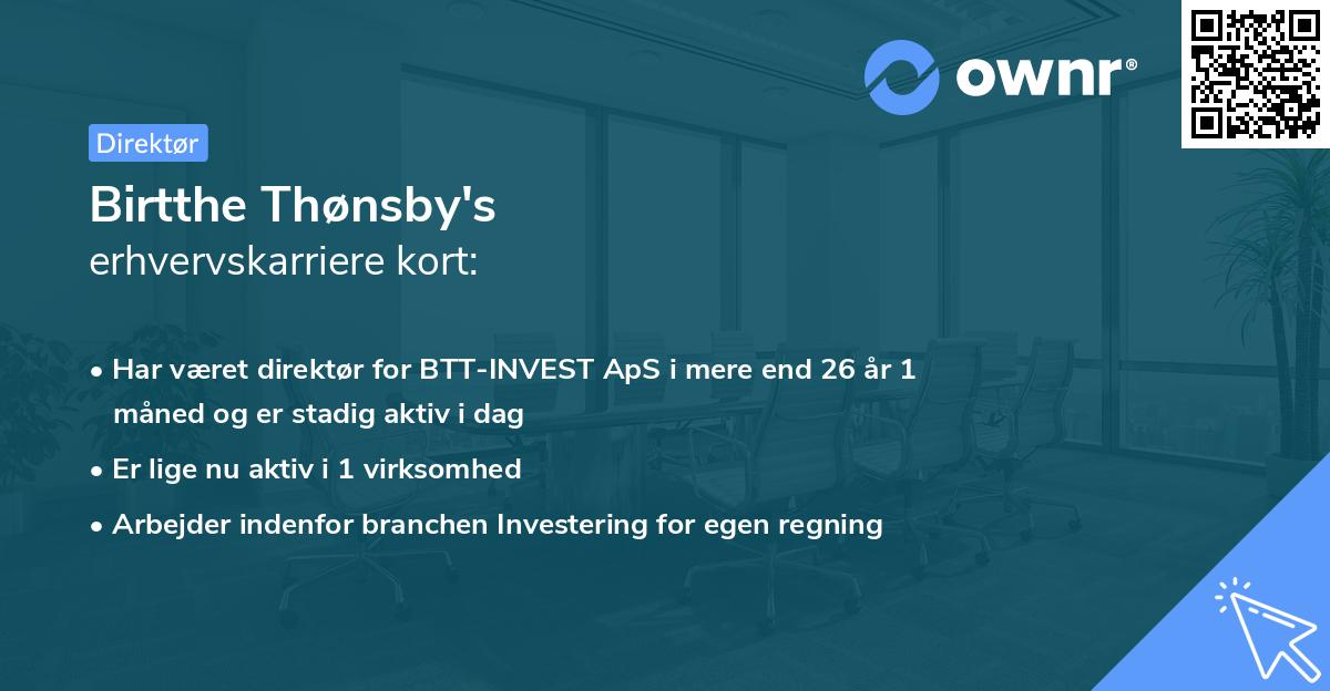Birtthe Thønsby's erhvervskarriere kort