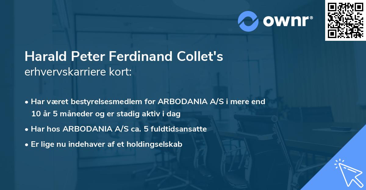 Harald Peter Ferdinand Collet's erhvervskarriere kort