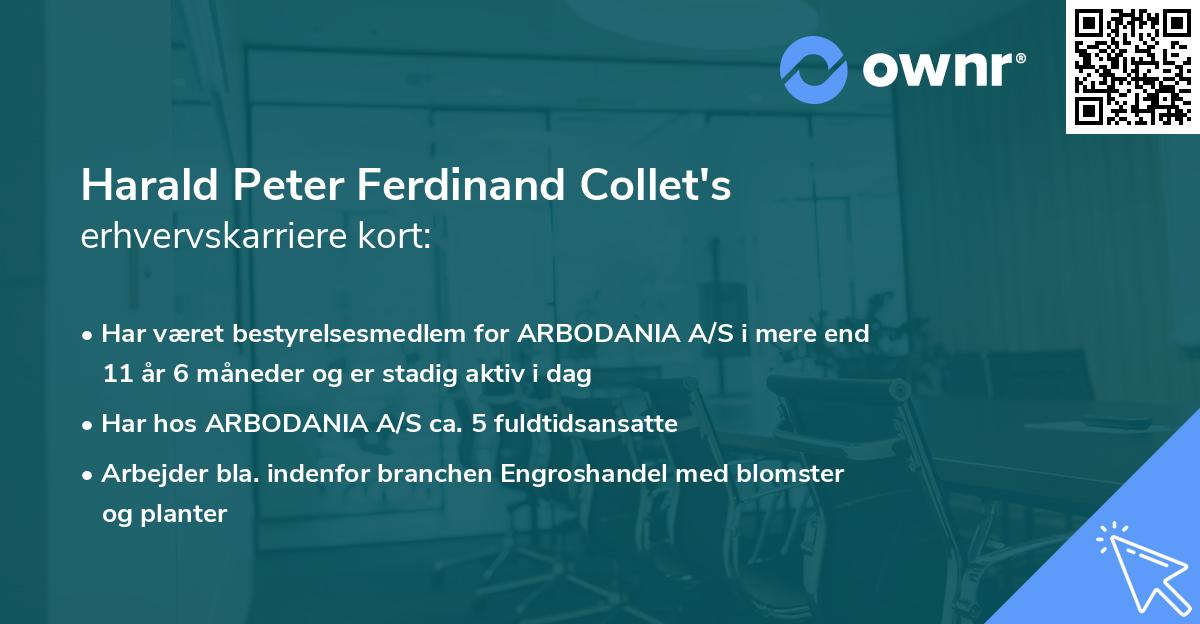 Harald Peter Ferdinand Collet's erhvervskarriere kort