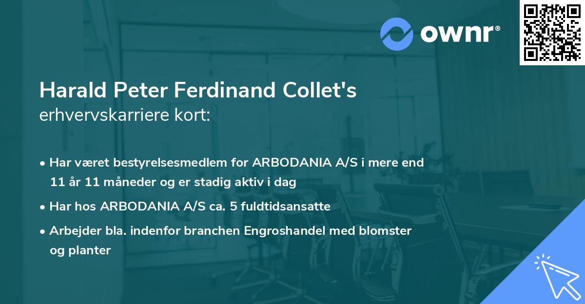 Harald Peter Ferdinand Collet's erhvervskarriere kort
