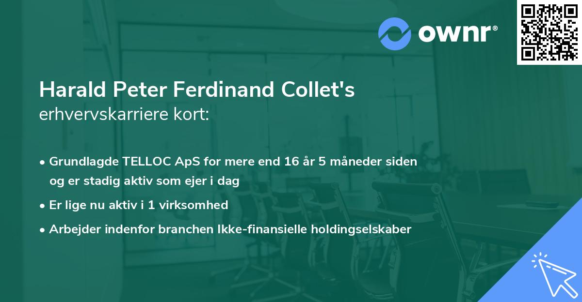 Harald Peter Ferdinand Collet's erhvervskarriere kort