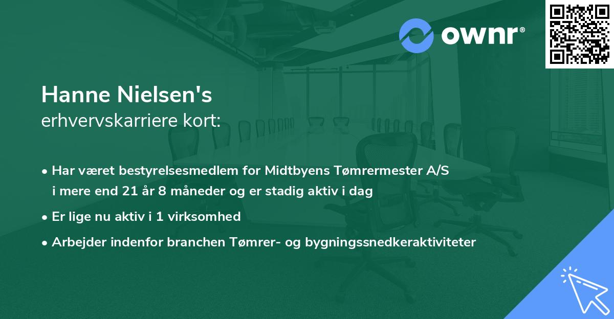 Hanne Nielsen's erhvervskarriere kort