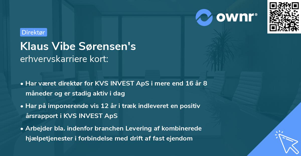 Klaus Vibe Sørensen's erhvervskarriere kort
