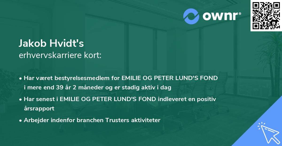Jakob Hvidt's erhvervskarriere kort