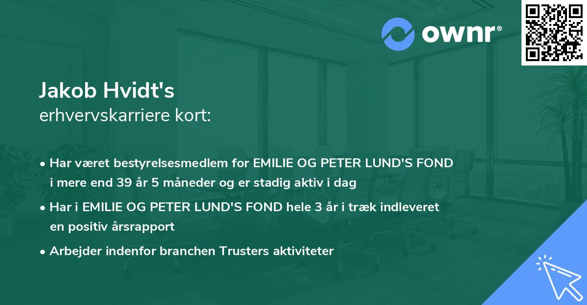 Jakob Hvidt's erhvervskarriere kort