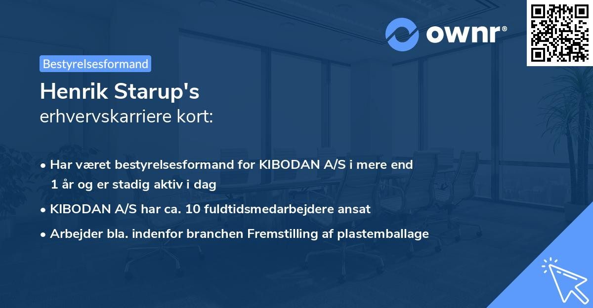 Henrik Starup's erhvervskarriere kort