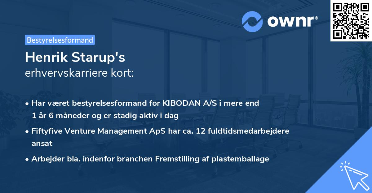 Henrik Starup's erhvervskarriere kort