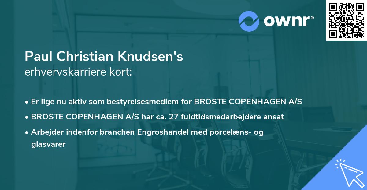 Paul Christian Knudsen's erhvervskarriere kort