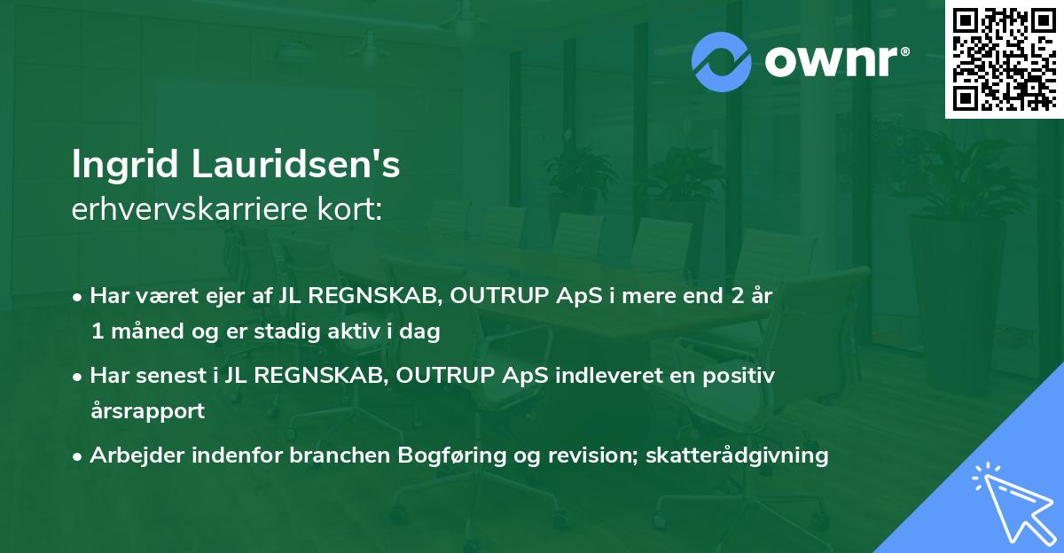 Ingrid Lauridsen's erhvervskarriere kort