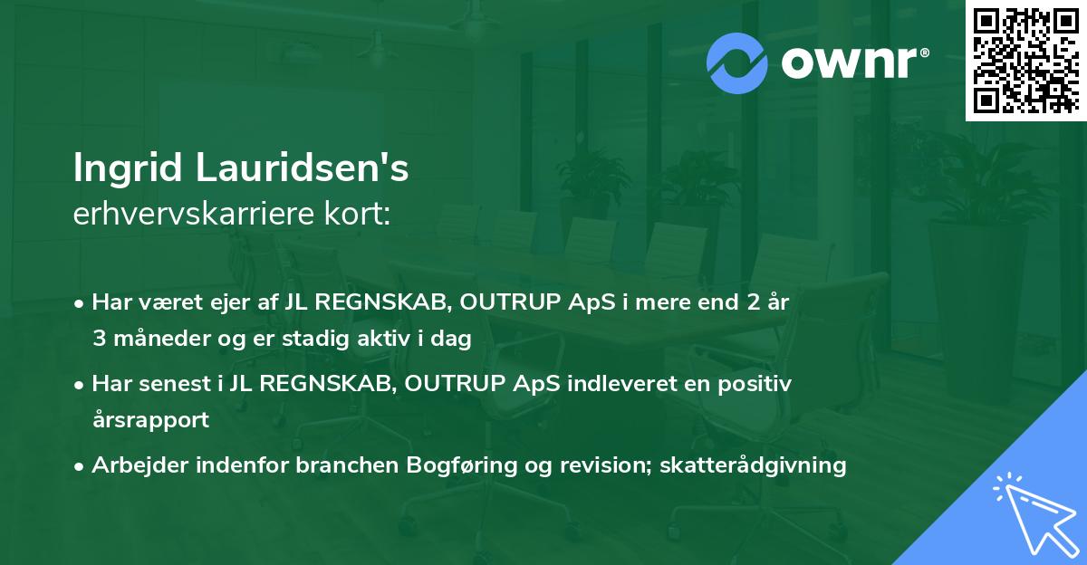 Ingrid Lauridsen's erhvervskarriere kort